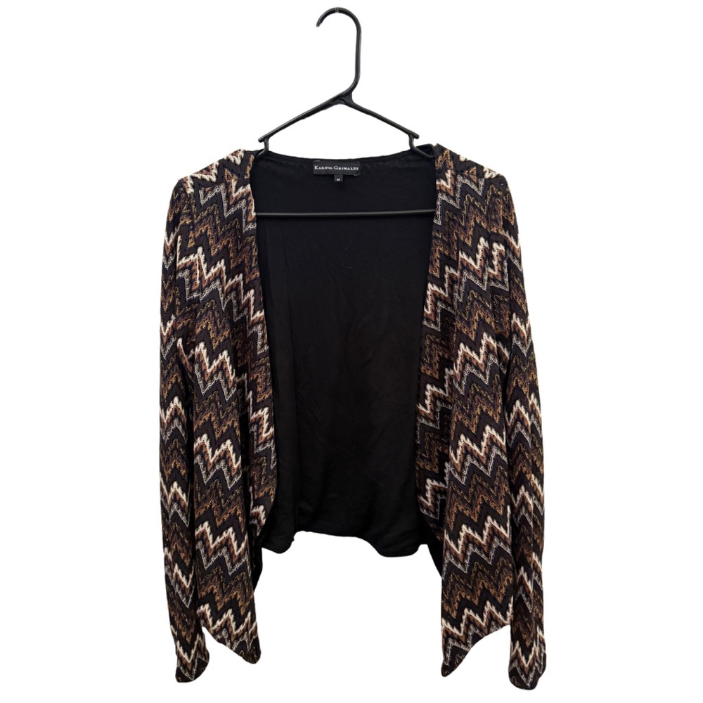 Kensie Black and Brown Zigzag Women's Sweater